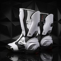 Vente en gros de bottes de moto professionnelles de vente chaude transfrontalière, chaussures de sport de course sur route pour hommes, chaussures de protection pour femmes neuves