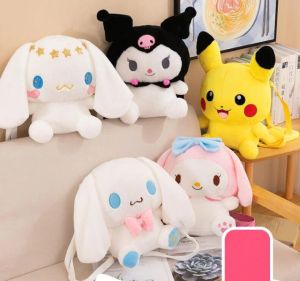 Sac à dos en peluche chaton Kuromi, jouets mignons, camarades de jeu pour enfants, cadeaux de vacances, décorations de chambre à coucher, vente en gros