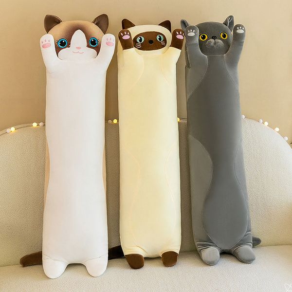 Venta al por mayor de almohadas de juguete de peluche Cute Long Cat Island, populares en Internet, regalos al por mayor para compañeros de niños del mismo estilo