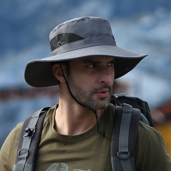 Venta al por mayor de sombreros de pesca para hombre Sombreros de hombre de pesca resistentes a los rayos UV Sombreros de protección solar al aire libre de Panamá Sombreros Boonie para mujer 240329