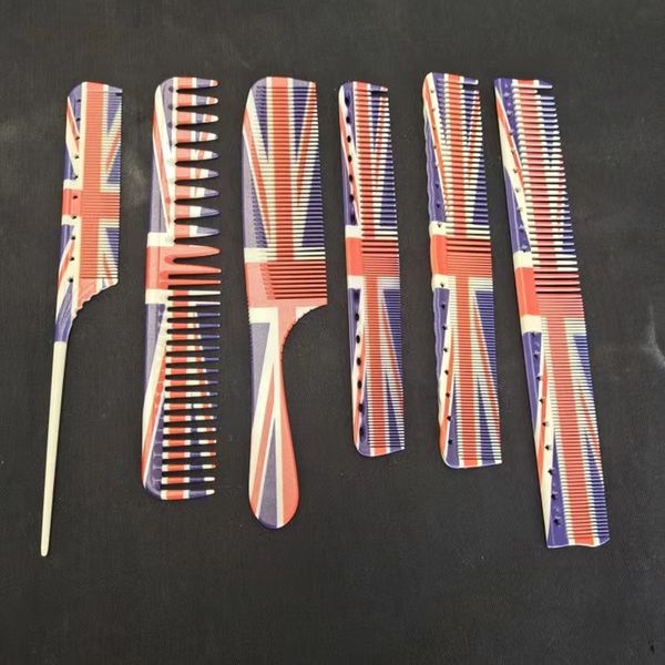 Vente en gros de nouveaux peignes à cheveux imprimés de drapeau en plastique, combinaisons multiples, salons de coiffure, peignes à domicile, outils pour cheveux