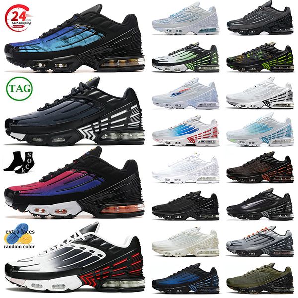 Venta al por mayor OG Tuned 3 Plus Hombres Mujeres Zapatos para correr Tn Plus 3s Tns Cojín 25 Aniversario Clásico Triple Negro Blanco Marsella Diseñador Tn Deportes Entrenadores 36-46