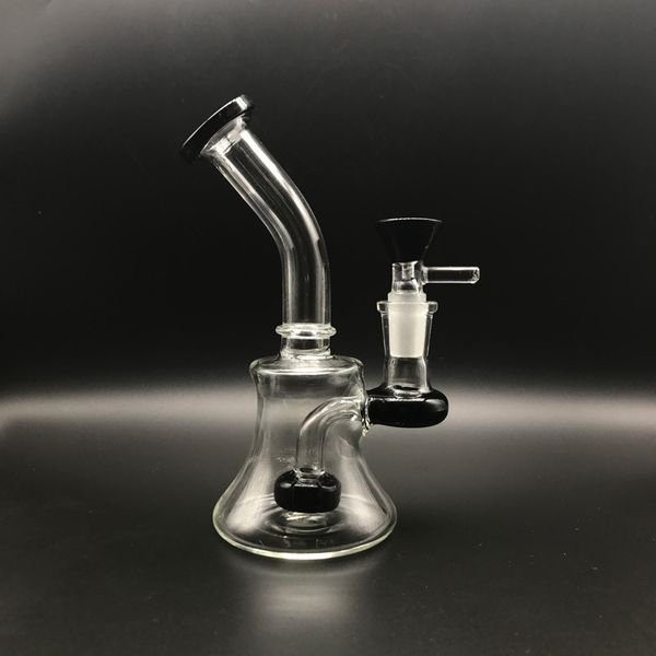 Gros Oil Rigs Bongs En Verre Avec Des Bols En Verre De Couleur Bleu Vert Noir 14mm Femelle Pneu Percolato Dab Rigs Bécher Bongs Conduites D'eau