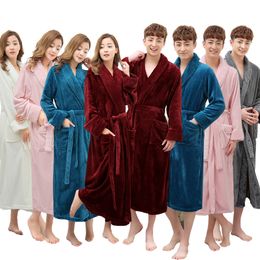 Groothandel - One Sale Super Zachte Vrouwen Mannen Winter Lang Warm Bad Robe Liefhebbers Kimono Badrobe Dressing Town Bruid Bruiloft Bruidsmeisje gewaden NIEUW