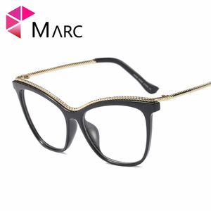 Groothandel- optische mode plastic zwart effen klassieke glazen legering spectacles kat transparante heldere bril frame 97545