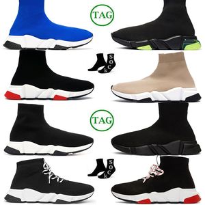 Vente en gros Originals Chaussettes Chaussures Speedy Baskets Paris Knit Mesh Tripler Noir Blanc Rose Bleu Plate-forme Slip-on Graffiti Hommes Femmes Designer OG Sneaker Sports