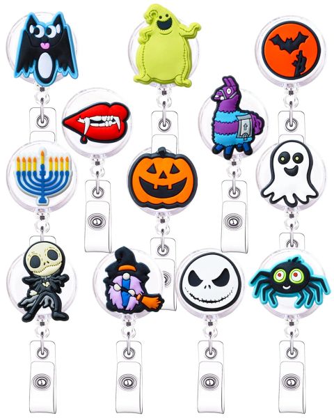 en gros des autres fournitures scolaires de bureau l Halloween Badge Reel Rettractable ID Nomder avec des badges de clip Bat Ghost Pumpkin Spider pour LL