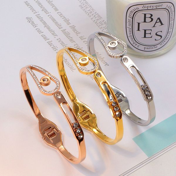 Venta al por mayor-Out Pulsera completamente enjoyada Mujer Brazaletes de acero de titanio Goteo Electrochapa Pulsera 18k Brazalete de oro Brazalete Pulseras Decorar a mano