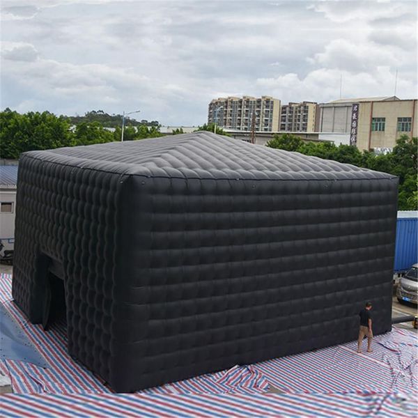 en vente en gros 10x10x5m (32.8x32.8x16.4ft) tente cube gonflable noire géante, chapiteau pliable pour le carré pour un grand événement commercial et abri