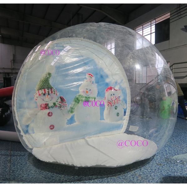 wholesale actividades al aire libre 3 mD (10 pies) con globo de nieve inflable con soplador para la fiesta de Navidad carpa con cúpula de nieve transparente para tomar fotografías