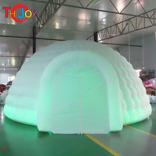 wholesale Actividades al aire libre 5m 8m Carpa inflable blanca para fiestas con cúpula de iglú con luz LED Taller de estructura para eventos, fiestas, bodas, exposiciones, congresos de negocios