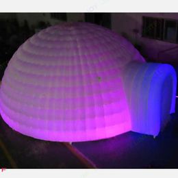 wholesale Actividades al aire libre Carpa tipo cúpula iglú inflable de 8 m y 26 pies de diámetro con luz LED Taller de estructura blanca para eventos, bodas y fiestas