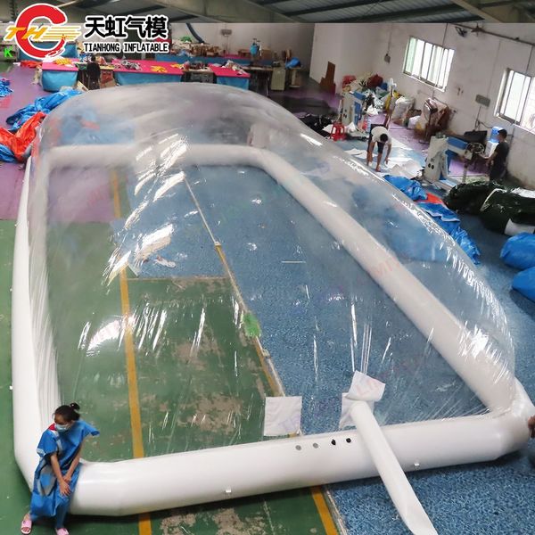 Activités de plein air en gros Livraison gratuite 8x5m Couverture de piscine gonflable claire tente Tente de piscine d'eau transparente abri à vendre à vendre