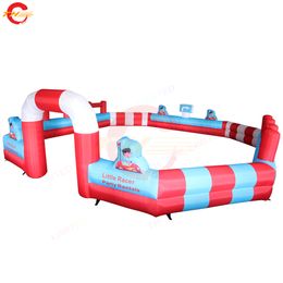 wholesale Activités de plein air Livraison gratuite par porte 10x10m (33x33ft) Avec ventilateur Piste de course gonflable rose GoKart Racing Arena Carnival Jouets à vendre