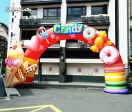 Administration en vente en gros extérieur arc de bonbons gonflables 8m 23ft largeur coloré de Noël soufflé de Noël pour la décoration de porte d'entrée de la boutique