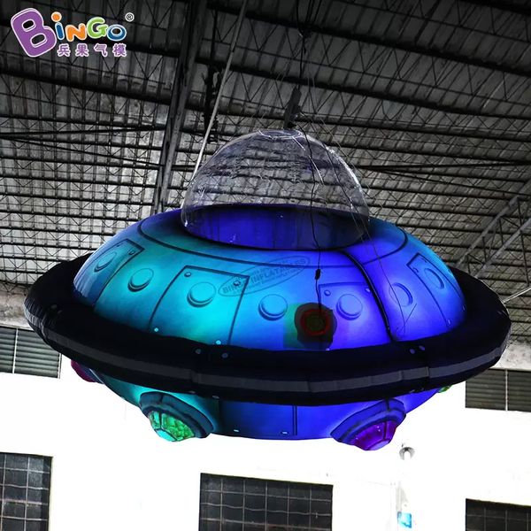 wholesale Publicidad al aire libre Inflables Iluminación colorida Modelos de naves espaciales para decoración temática espacial Inflación Ufo Evento de fiesta con globos con juguetes de soplador de aire