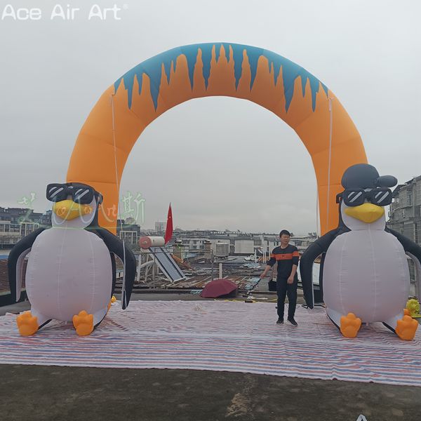 Decoración al aire libre al por mayor Inflable Penguin Arch Entertainment Animal Archway Entrance para zoológico o alquiler de negocios