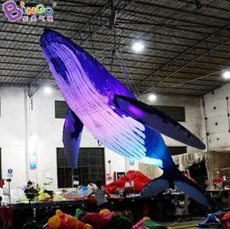 wholesale Événement extérieur publicitaire 6m 20ft éclairage gonflable baleine gonflage modèles animaux exploser décoration de thème océan pour les ventes avec ventilateur jouets sports