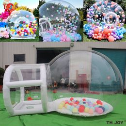 wholesale Activités de jeux de plein air 5 m de long partie d'enfants gonflable transparente boule à bulles tente dôme igloo avec ballons maison à bulles blanche pour les événements de fête en plein air