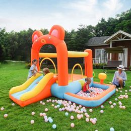 Games d'extérieur en gros Kids intérieurs House Bounce gonflable Oxford Yard Panda Bear Style Jumper Bouncer Mini châteaux rebondissants avec toboggan avec ventilateur gratuit Ship-001