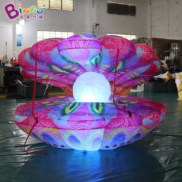 wholesale Modelos de caracolas coloridas inflables gigantes al aire libre Cáscara de iluminación de inflado con perlas Globos de animales del océano para decoración con soplador de aire