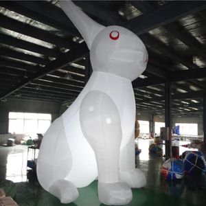 Gros extérieur géant bel éclairage gonflable lapin blanc modèle de lapin réplique animale pour la publicité ou la décoration d'événement de Pâques 001