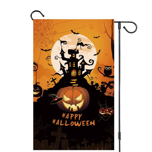 Frappe de décoration d'Halloween en vente en gros avec drapeau de jardin LED atmosphère lanterne de citrouille
