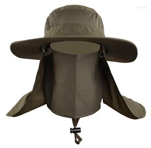 Gros-extérieur hommes femmes pliable rapide séchage rapide UV protection du cou chapeau de pêche été respirant escalade casquette de soleil Freeship Scot22