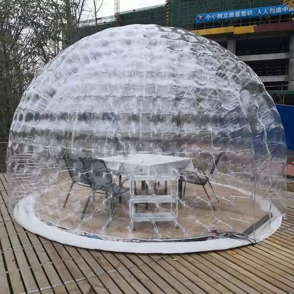 wholesale Tente gonflable de dôme de bulle de cristal gonflable de PVC de salle de jeux extérieure Conception personnalisée extérieure grande maison de pavillon claire pour la réunion de camping