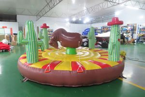 vente en gros en plein air populaire enfants cactus gonflable bungee bull drôle sport rodéo taureaux jeux pour jeux interactifs