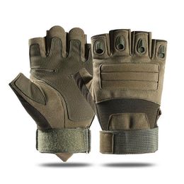 Groothandel Outdoor Sports Tactische vingerloze handschoenen Militaire airsoft -handschoenen voor vissen schieten fietsen rubberen knokkel touchscreen