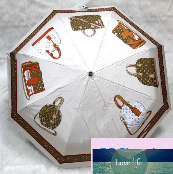 En gros En Plein Air Parapluies Designer De Luxe L Impression Parapluie Pliant Rainy Sun Screen Preuve pour Femmes Présent Top Qualité