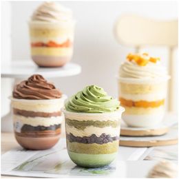 Groothandel Verpakkingsdozen 50 Stuks Wegwerp Mousse Cake Cup Met Deksel Transparante Plastic Pudding Jelly Dessert Yoghurt Cups Party Fav Dhycz