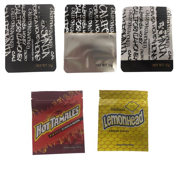 wholesale Bolsas de embalaje tamales calientes canela feroz cabeza de limón original 3.5g bolsa de Mylar Holográfica Stand Up Pouch