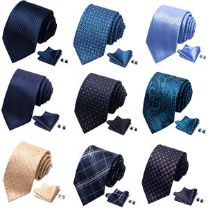 Groothandel Paisley Tie Hakkerchief Pocket Square manchetknopen Set Business Men's Suit Tie Formal Ntrans Party Party Wedding Accessories