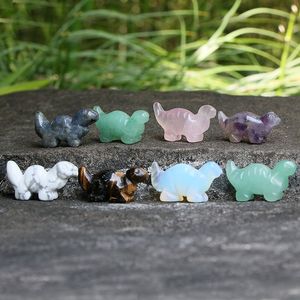 Partido al por mayor Favor Dinosaurio animal Collectable Talling Art Figurine Natural Amethyst Pocket Healing Crystals Gemstones KD1