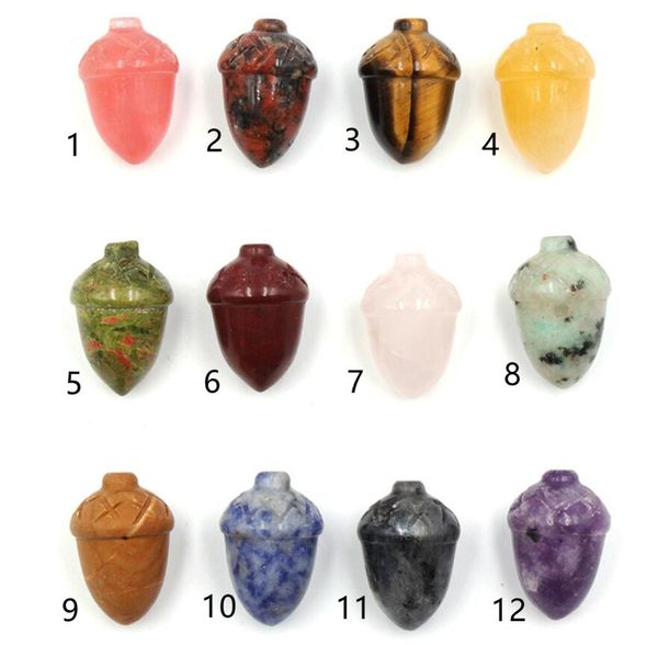 Venta al por mayor Favor de fiesta Nueces de piña Estatuilla de cuarzo Adornos de piñas de Acción de Gracias Tallado Reiki Curación Estatua de cristal Escultura Piedra preciosa