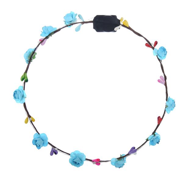 Venta al por mayor, diadema de flores para fiesta, corona de pelo con luz LED, guirnaldas para el pelo, guirnaldas para mujeres, niños, Halloween, Navidad, corona brillante para fiesta