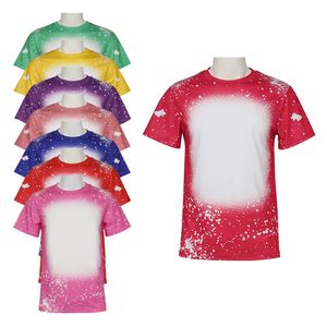 Groothandel party sublimatie gebleekte shirts katoen gevoel thermische transfer blanco bleach shirt gebleekt polyester t-shirts A02