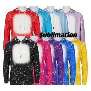 Fournitures de fête en gros Sublimation Sweats à capuche blanchis Transfert de chaleur Chemise de blanchiment vierge entièrement en polyester Tailles américaines pour hommes Femmes 20 couleurs