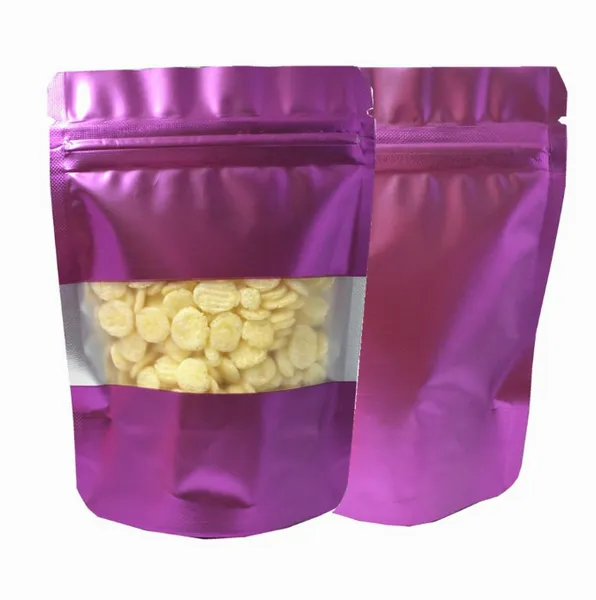 Venta al por mayor Party Supply Stand Up Zipper Lock Bolsas de Mylar Ventana transparente mate para Zip Bolsa de papel de aluminio Lock Candy Snacks Paquete Bolsas 10x15cm