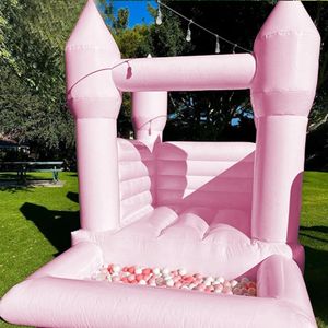 wholesale Hamaca inflable para bebé, color melocotón, rosa, azul, con área de salto de PVC y tobogán, castillo hinchable de color rosa claro para niños de 1 a 8 años en el interior, incluye soplador, envío gratuito