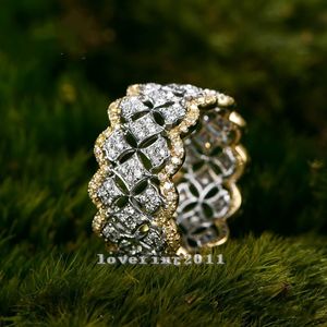 En gros Pave set 220pcs Diamant Or Rose 925 Bague de fiançailles en argent sterling pour femme