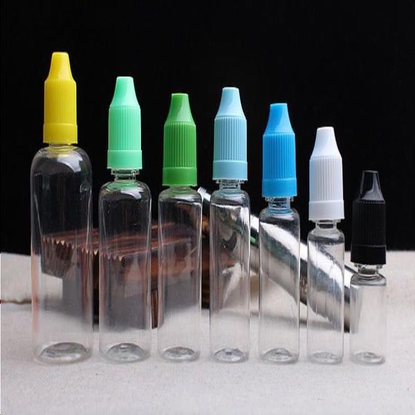 Venta al por mayor Botella de PE / PET 5ml 10ml 15ml 20ml 30ml 50ml Botella vacía Botellas cuentagotas de plástico con tapa a prueba de niños E Botellas de aceite líquido Jxhmr