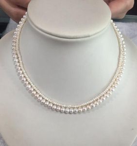 Vente en gros de bijoux en perles, collier de mariage en perles d'eau douce de qualité supérieure, collier ras du cou double multi-rangs, cadeau pour femme en perles véritables