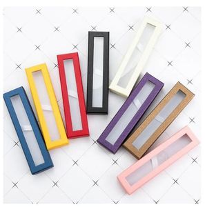 wholesale Stylo boîte-cadeau fenêtre transparente emballage en papier boîte à stylos stylos à bille étuis à crayons présentoir Rack fournitures de bureau scolaire AUCUN stylo boîte vide uniquement