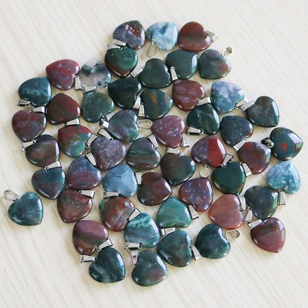 Pendentifs en pierre d'agates indienne naturelle, perles en forme de cœur d'amour, 20mm, pour collier, fabrication de bijoux pour femmes, vente en gros