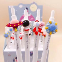 wholesale Bolígrafos 36 unids / lote Creative Space Ship Gel Pen Kawaii 0,5 mm Tinta negra Bolígrafos neutros Regalo promocional Papelería Suministros de escritura escolar