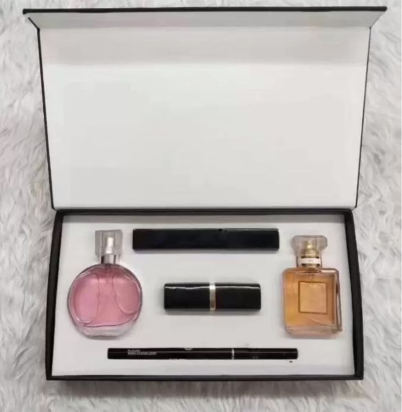 Factory Direct Women Perfume 15ml Set de maquillaje Colección Matte Lipstick 3 en 1/5 en 1 Kit cosmético con caja de regalo festival para mujer dama duradera
