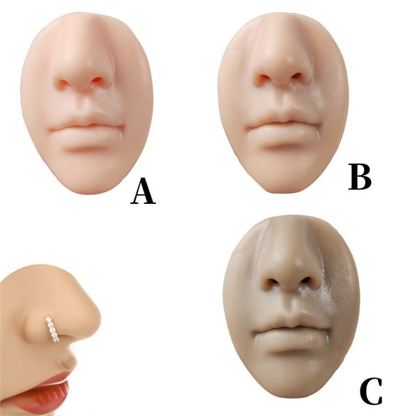 Modèle de nez et de bouche en silicone de peau de maquillage permanent en gros pour la pratique de l'affichage de bijoux de suture Visage en caoutchouc pour les instructions d'enseignement